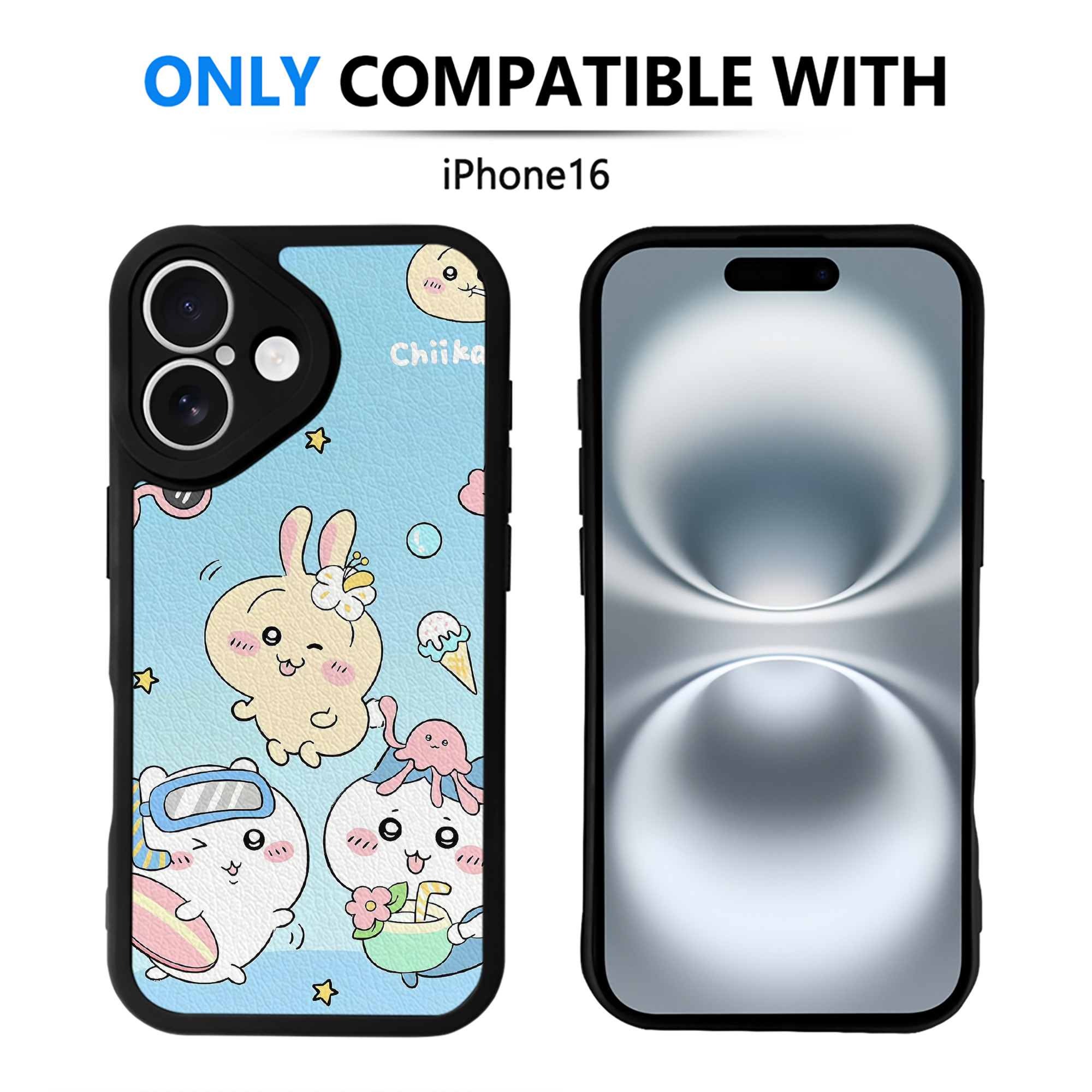 （画像用） ちいかわ Chii-kawa 【iPhone 16シリーズ対応】シリコンスマホケース（レザー調） 材質：シリコン